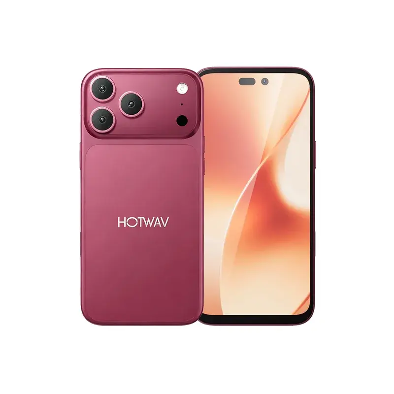 Hotwav A17 Pro Max, front and back, with an iPhone Pro style triple-camera block